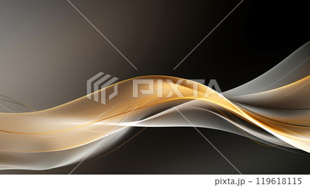 Silver gold abstract background with lines, stripes. Wavy text area for card, banner, flyer, design 119618115