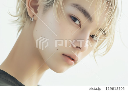 美容室でヘアカラーした男性「AI生成画像」 119618303