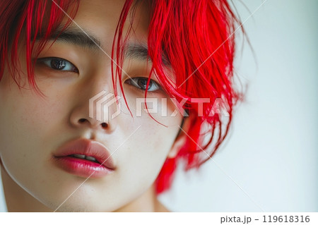 美容室でヘアカラーした男性「AI生成画像」 119618316