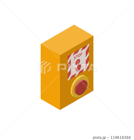 駅のホームにある非常停止ボタンのイラスト。アイソメトリックな素材。 119618388