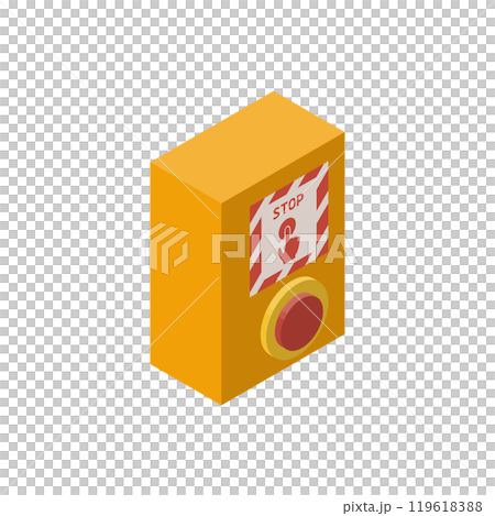 駅のホームにある非常停止ボタンのイラスト。アイソメトリックな素材。 119618388