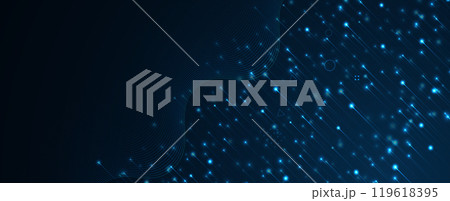 Abstract digital light ray  technology vector background with glowing particles 119618395