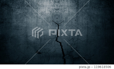Surface of black concrete wall with cracks and holes. Abstract pattern of concrete wall 119618506