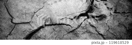 Surface of white concrete wall with cracks and holes. Abstract pattern of concrete wall 119618529