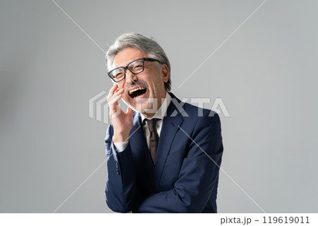 ビジネスマン　グレイヘア　爆笑 119619011