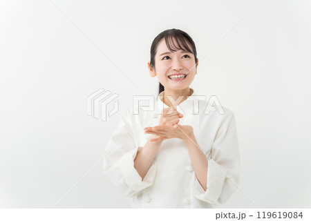 コックコートの女性 ガッテン コックコートの女性 ガッテン 119619084