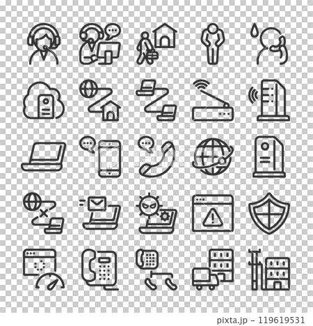 ネットワークプロバイダー設定に関するアイコンセット ネットワークプロバイダー設定に関するアイコンセット 119619531
