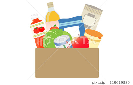フードバンクの食べ物詰め合わせ 119619889