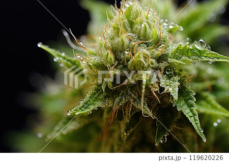 Cannabis bud. Marijuana bud high detail closeup macro shot. Ai generative 119620226