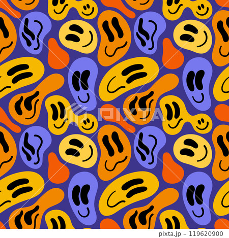 Various melting smileys. Drug trip style. Seamless pattern 119620900