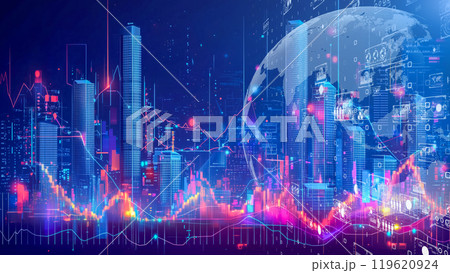 高層ビルがそびえ立つハイテク金融都市 119620924
