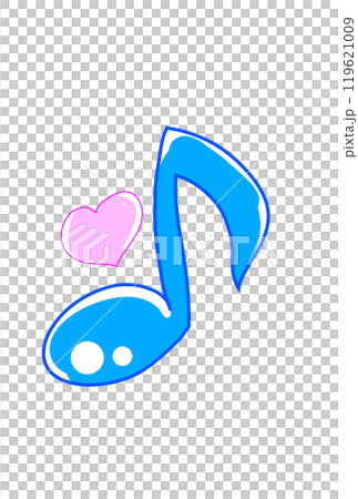 ピンクのハートを付けた音符 119621009