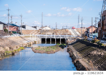 【新地蔵川】川と川が交差する街並み 119621634