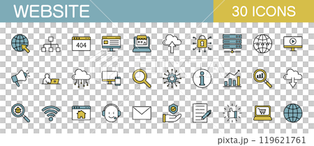 Website and homepage line icon set color 119621761