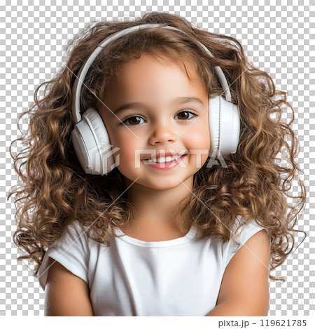 AI-generated item. Girl wearing headphones on a transparent background. AI-generated item. Girl wearing headphones on a transparent background. 119621785