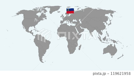 Pin map with Liechtenstein flag on world map. Vector illustration. 119621958