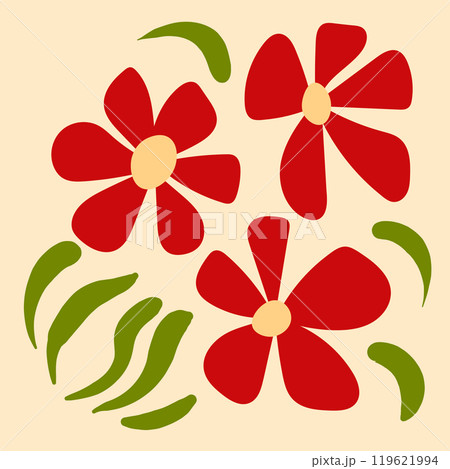 Modern poster, abstract floral art background. Doodles in trendy retro hippie style. Botanical flower vector illustration Modern poster, abstract floral art background. Doodles in trendy retro hippie style. Botanical flower vector illustration 119621994
