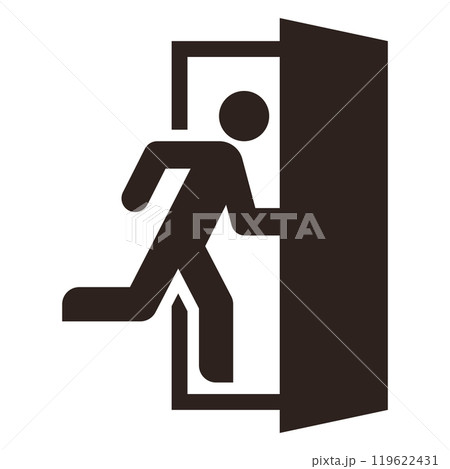 Running man and exit door sign. Exit way icon. 119622431