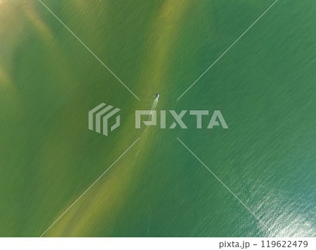 Top view sea surface summer landscape in high travel season,Nature sea background,High angle view seascape nature view 119622479