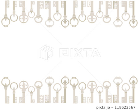 アンティーク鍵上下フレーム アンティーク鍵上下フレーム 119622567