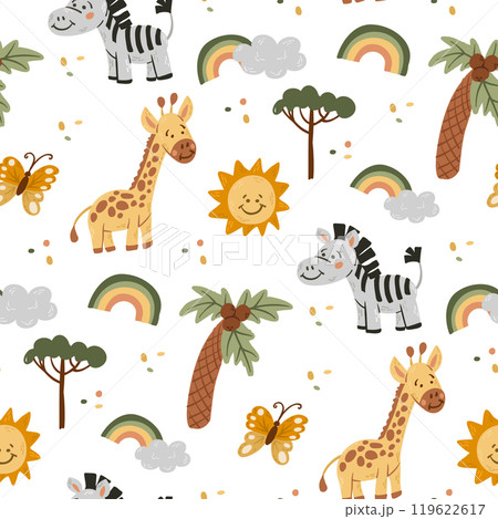 Safari seamless pattern with young animals Safari seamless pattern with young animals 119622617