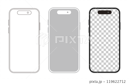 Smartphone screen. Mockup material. Mobile phone. Smartphone screen. Mockup material. Mobile phone. 119622712