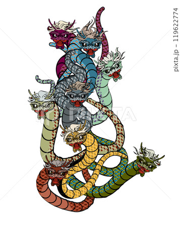 八岐大蛇縦体線有1のイラスト素材 [119622774] - PIXTA