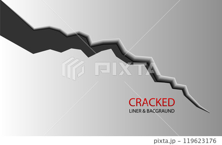 Cracked ground. Realistic crack texture crack. Rift on surface. Split terrain after earthquake. Crack on the wall or on the ice. vector 119623176