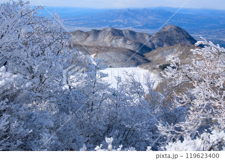 赤城山、黒檜山の霧氷と大沼 赤城山、黒檜山の霧氷と大沼 119623400