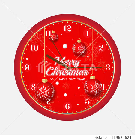 Festive Red Christmas Wall Clock 119623621
