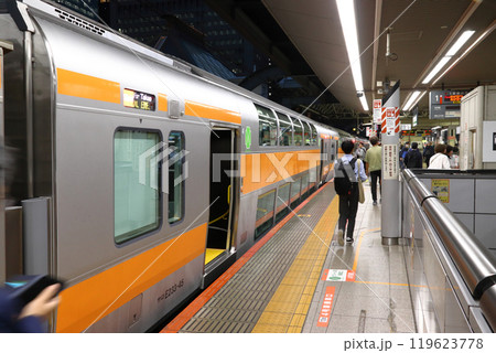 JR東京駅に停車中の中央快速線E233系電車：普通列車グリーン車両 119623778