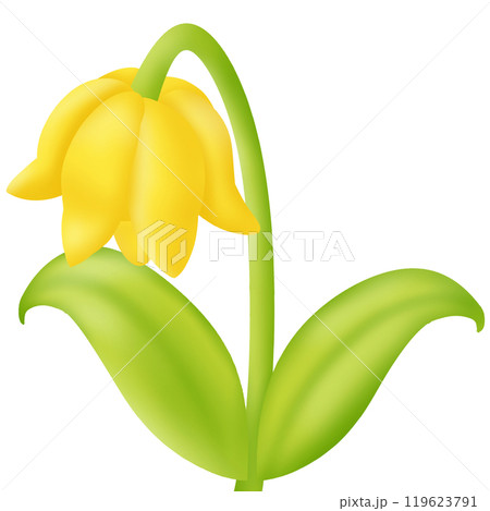 a yellow pepper with a green leaf 119623791