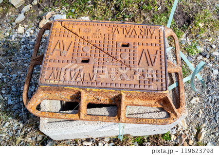 Rusty air valve in Ireland , pipeline repair Rusty air valve in Ireland , pipeline repair 119623798