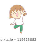 指さして喜ぶ女の子 119623882
