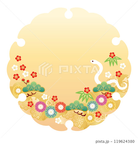 巳年-年賀素材2ベク 119624380