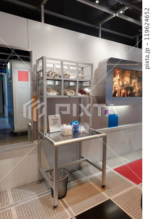 San Jose, California, USA - 09.11.2023: Intel Museum of the Robert Noyce Building at the Intel Corporation in Santa Clara, California. Exhibits of technology in the museum. San Jose, California, USA - 09.11.2023: Intel Museum of the Robert Noyce Building at the Intel Corporation in Santa Clara, California. Exhibits of technology in the museum. 119624652