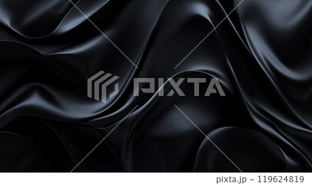 Black background, a three-dimensional abstract pattern with flowing lines and curves, creating an elegant atmosphere 119624819