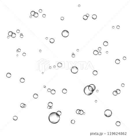 Oxygen air bubbles  flow  in water on white  background. 119624862