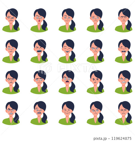 Portraits of woman. Girl Avatar. Female emotions. Portraits of woman. Girl Avatar. Female emotions. 119624875
