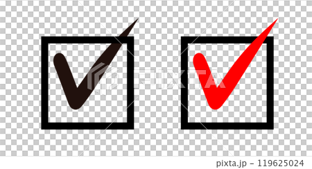 Handwritten check mark box black red 119625024