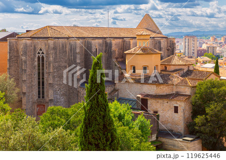 Basilica of Sant Feliu with Girona in the background, Spain 119625446