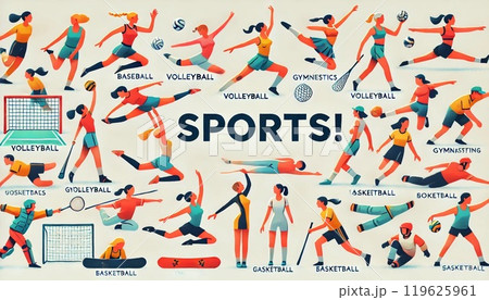 スポーツをする女性たちのイラスト 119625961