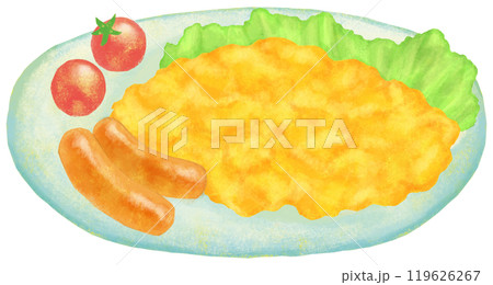 スクランブルエッグのイラスト 朝食 119626267