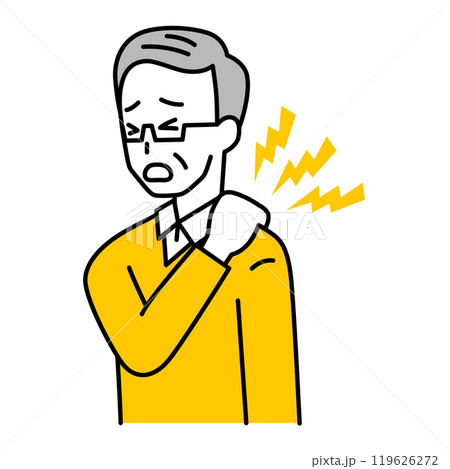 肩こりがつらい年配の男性 119626272