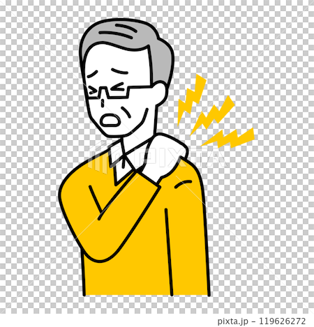 肩こりがつらい年配の男性 119626272