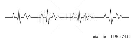 Heart beat cardio rhythm line. ECG EKG electrocardiogram medicine test. Heartbeat pulse. Diagram, monitor curve graph Heart beat cardio rhythm line. ECG EKG electrocardiogram medicine test. Heartbeat pulse. Diagram, monitor curve graph 119627430