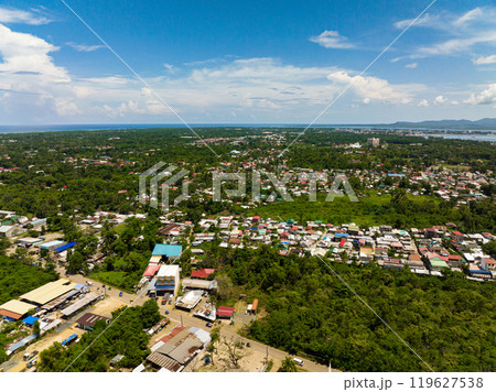 Aerial view of city of Puerto Princesa on the island of Palawan view from above. Philippines. Aerial view of city of Puerto Princesa on the island of Palawan view from above. Philippines. 119627538