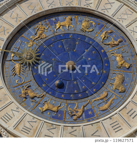 Zodiac Clock Close up Zodiac Clock Close up 119627571