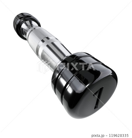 Round Chrome Dumbbell with number 1, weightlifting gym equipment wide angle view Round Chrome Dumbbell with number 1, weightlifting gym equipment wide angle view 119628335