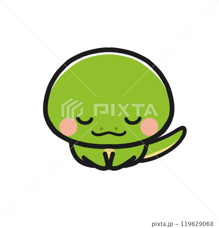 座ってお辞儀をするへび 119629068